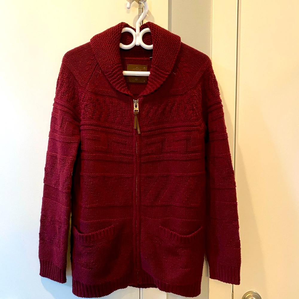 Aritzia 100% Lambswool Oversized Cable Zipper Cardigan